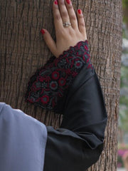 Floral Bunch Embroidery – Red Grey