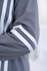 Sporty Chic Stripe Abaya – Slate Grey