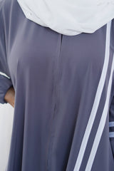 Sporty Chic Stripe Abaya – Slate Grey