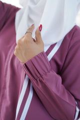 Sporty Chic Stripe Abaya – Raspberry Pink