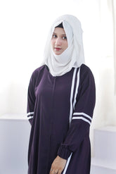 Sporty Chic Stripe Abaya – Deep Indigo