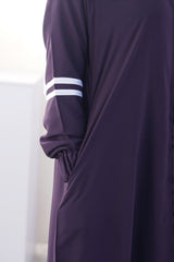 Sporty Chic Stripe Abaya – Deep Indigo