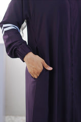 Sporty Chic Stripe Abaya – Deep Indigo