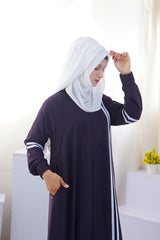 Sporty Chic Stripe Abaya – Deep Indigo