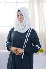 Sporty Chic Stripe Abaya – Deep Ocean