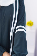 Sporty Chic Stripe Abaya – Deep Ocean