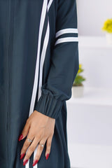 Sporty Chic Stripe Abaya – Deep Ocean