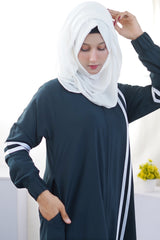 Sporty Chic Stripe Abaya – Deep Ocean