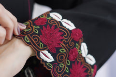 Floral Strip Embroidery – Red Beige