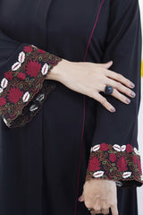 Floral Strip Embroidery – Red Beige