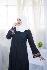 Floral Strip Embroidery – Red Beige