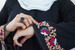 Floral Strip Embroidery – Red Beige